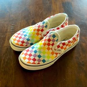 Youth Checker Rainbow Vans